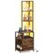 Rustic Brown Corner Bar Cabinet Wine Rack Storage Shelves with LED & Charging